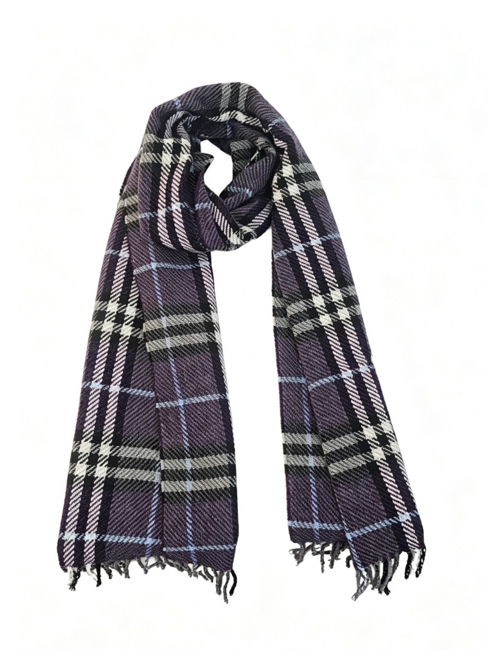 New, Burberry Purple Cashmere Wool Scarf